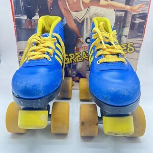Colt Precision Urethane Roller Skates Blue With Yellow Stripes Size M‎ 4 W 6 Box